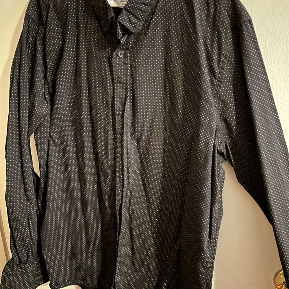 Black Polka Dot Button-Up Shirt